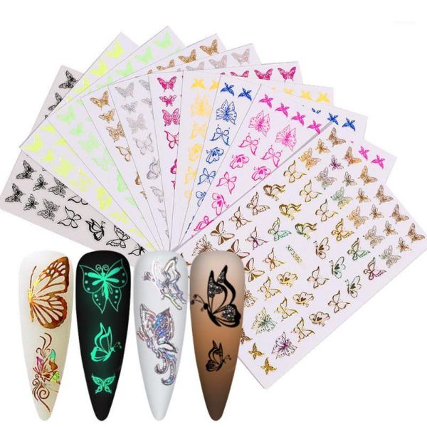 

8pcs 3d butterfly nail art stickers adhesive sliders colorful transfer decals foils wraps decoration manicure tool1