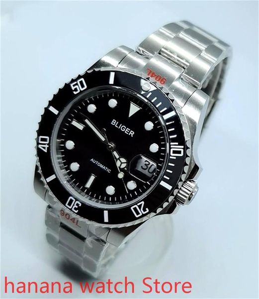 

wristwatches men's watch mechanical automatic luminous sapphire glass rotating bezel miyota mingzhu 2813 movement steel strap, Slivery;brown