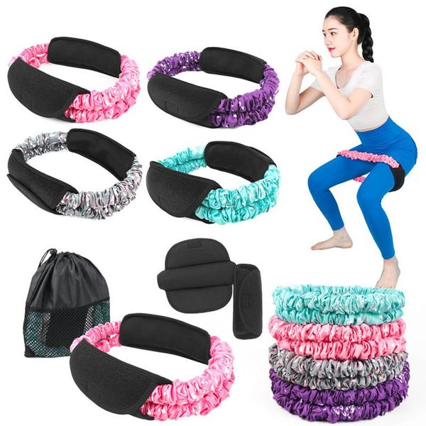 

resistance bands yoga fitness band booty training with protective sleeves pads for gym workout squats strength tpe elastic