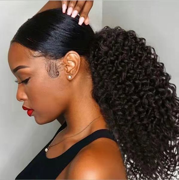 

woman ponytail extensions human hair kinky curly drawstring clip in brazilian remy ponytails for black women