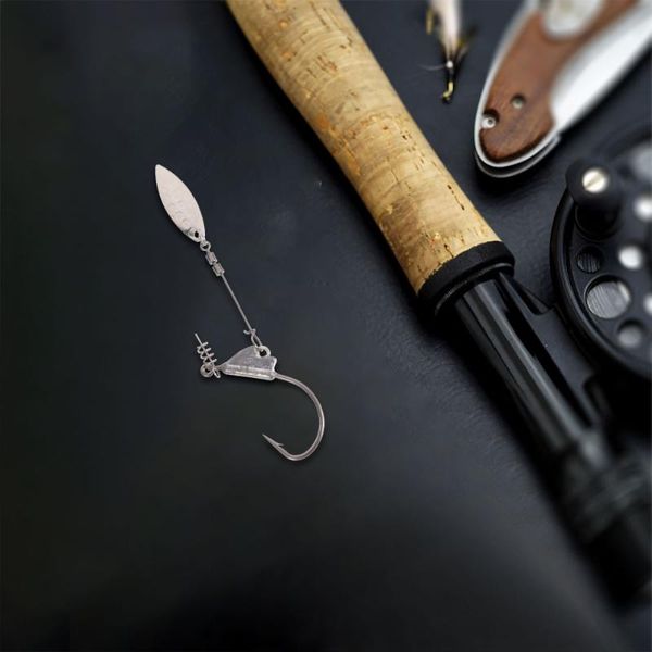 

pcs underspin hooks weighted blades spring hook fishing