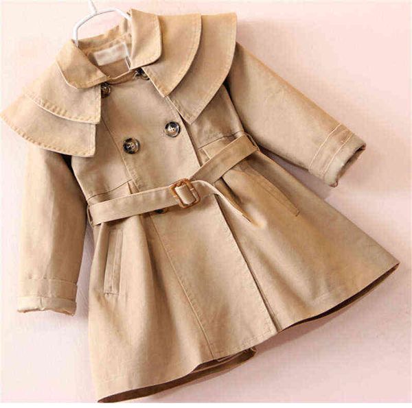

little girls solid color trench coat fashion korean style double-breasted lapel long-sleeved coat g1026, Blue;gray
