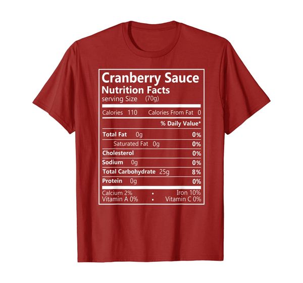 

cranberry sauce food nutrition facts thanksgiving costume t-shirt, White;black