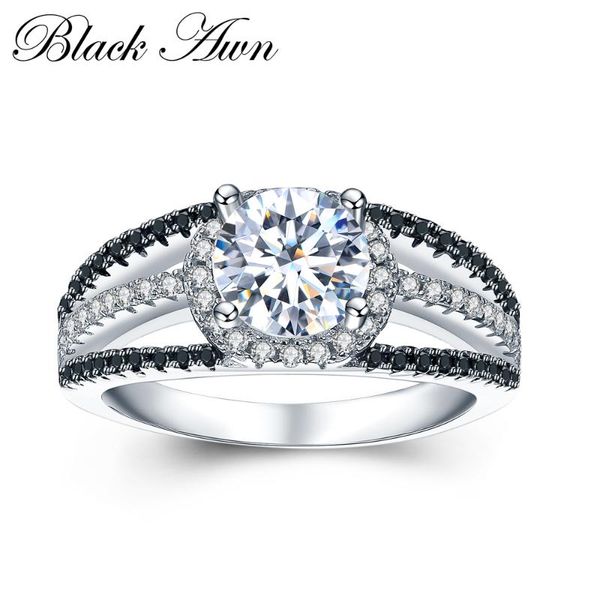 

cluster rings [black awn] 925 sterling silver fine jewelry trendy engagement bague wedding for women c022, Golden;silver