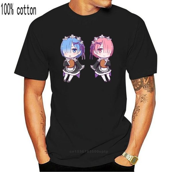 

men's t-shirts re zero shirt ram rem chibi(2), White;black