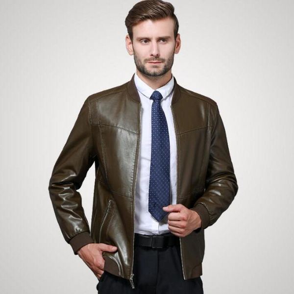 

men's fur & faux autumn and winter fashion business casual sheep skin jackets men plus velvet leather jacket outerwear, Black