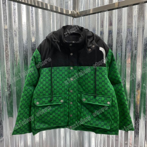 

21ss autumn sportwear men women designers down parkas hooded double letter jacquard fabric clothes coats outerwear clothing khaki green blue, Black