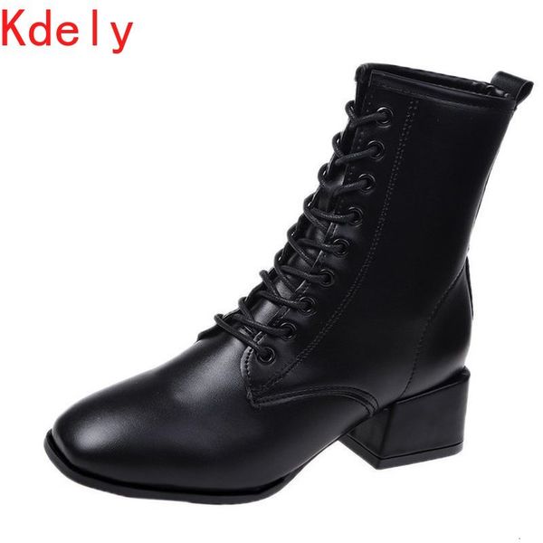 

boots women's autumn fashion womens shoes booties ladies lace up -women rubber black punk ankle med rock solid rome xmgs