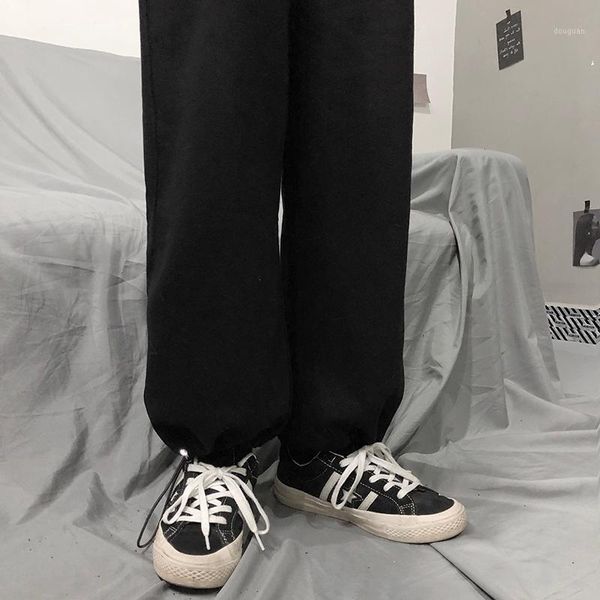 

ulzzang harajuku pure color cotton vintage street loose leggings summer fashion hip-hop harem sports casual women trousers women's pant, Black;white