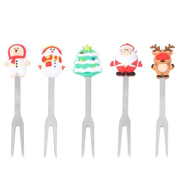 

forks 6 pcs christmas themed fruit creative dessert party tableware