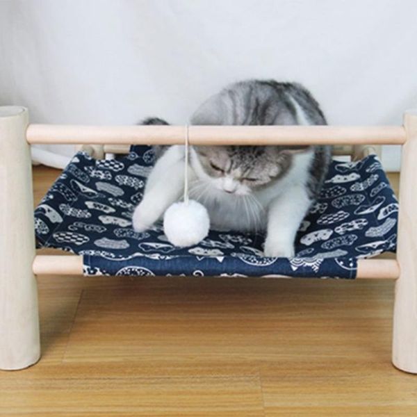 

pet wooden cat hammock removable and washable frame splicing litter breathable moisture-proof marching bed beds & furniture