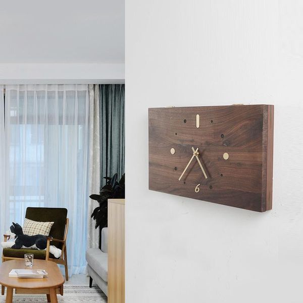 

original living room decoration clock walnut silent wall nordic household distribution switch cabinet block meter box clocks