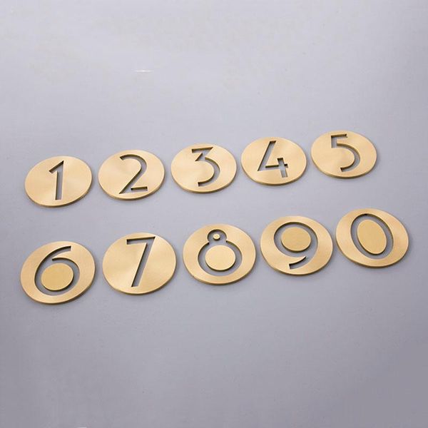 Números de latão Placas de porta DIY Símbolos de letras decorativas DIY Personalizam sinais de endereço da casa em torno de outro hardware