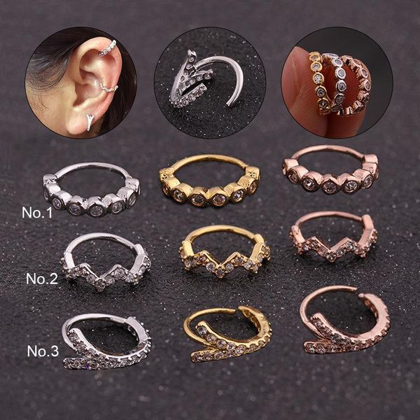 

stud komi 1pc copper zircon cz mini cartilage earrings ear buckle for women female simple geometric piercing brinco k3982, Golden;silver