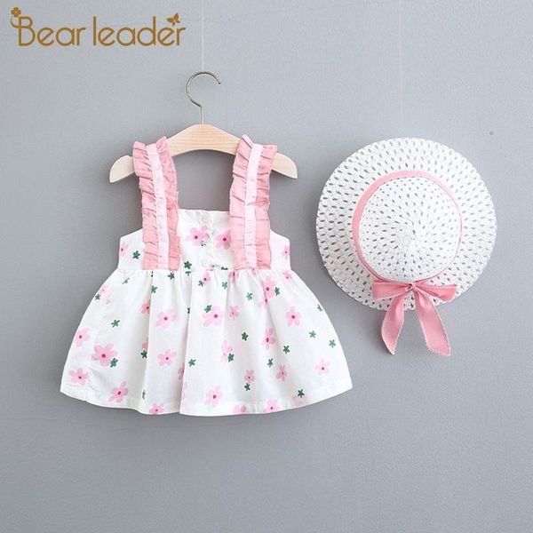 

girl's dresses bear leade girls baby summer toddler sleeveless floral print vestidos born sweet holiday beach clothing with hats, Red;yellow