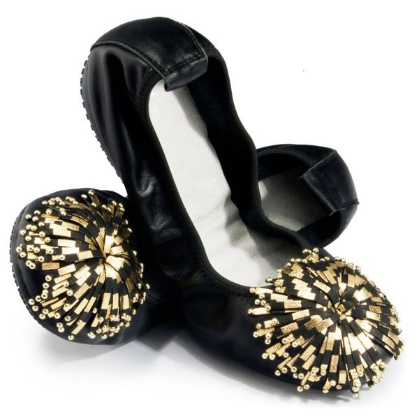 

dress shoes sapatos de luxo mulheres designers ballet apartamentos couro genuno casual flat shoe firework borla cunhas sapatos par, Black