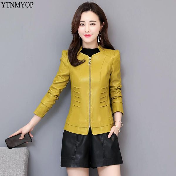 

women's leather & faux ytnmyop 2021 arrive women slim fashion coat spring clothing outerwear autumn female jackets, Black