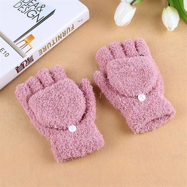 

gbrr half student open flap and mittens leather finger warm half edge fingerless gloves velvet office gloves, Blue;gray