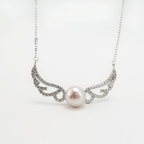 

necklace xd188 angel feather inlaid pearl women's s925 silver fashion chain