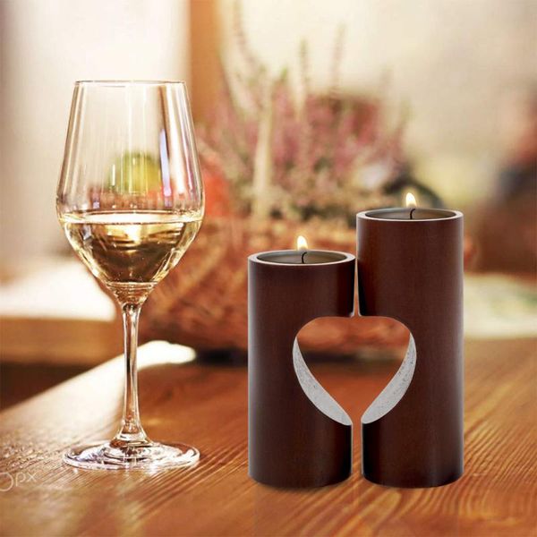 

combination of heart-shaped wooden wax candlestick unique wedding romantic candle gift home decoration holders