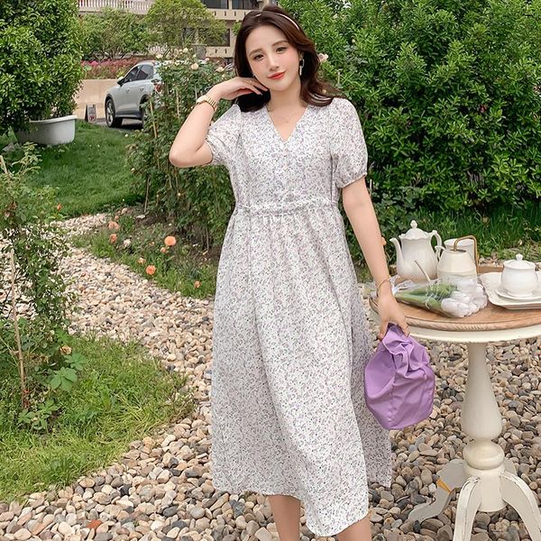 

maternity dresses 520# dress summer short sleeves v neck chiffon floral easy matching loose pregnant women mom, White