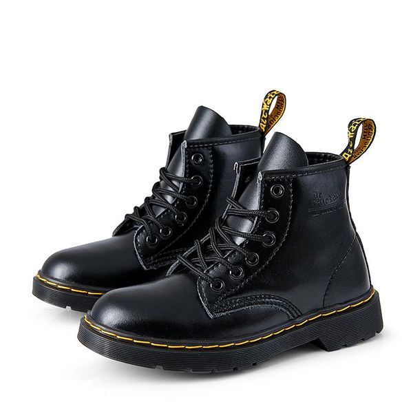 

boots fashion children' winter plus velvet warm sports high-high-quality cowhide upper boys non-slip school shoes, Black;grey