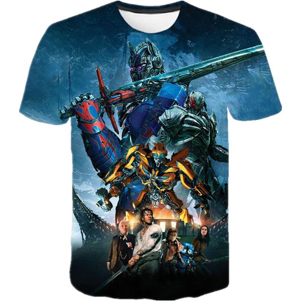 

2021 t-shirt summer popular movie transformers digital print round neck men's casual 3d t-shirtc9r5, White;black