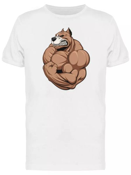 

angry dog big biceps men's tee -image by shutterstock, White;black