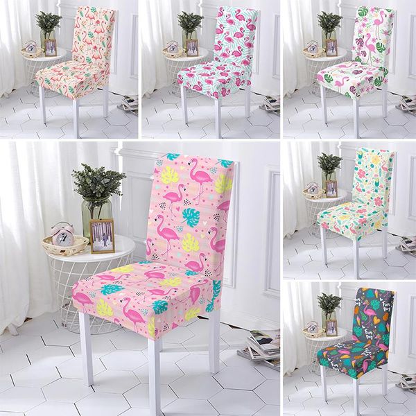 

chair covers arrival cartoon pink flamingo elastic cover stretch dining seat for wedding banquet living room decor