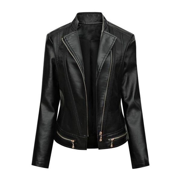 

women's jackets women jacket 2021 autumn winter motorcycle faux leather punk biker outwear streetwear black coats manteau femme hiver, Black;brown