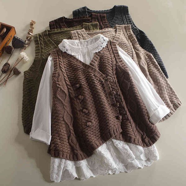 

women's knits & tees vintage solid knitted sleeveless vest cardigan sweater autumn winter 88ig, White