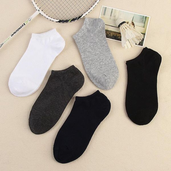 

men's socks 21 spring and summer casual solid short breathable sweat absorption ship low shallow mouth, Black