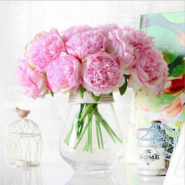 

fake flowers 1pcs simulation peony artificial flower pretty wedding mini silk bouquet bride home decoration decorative & wreaths