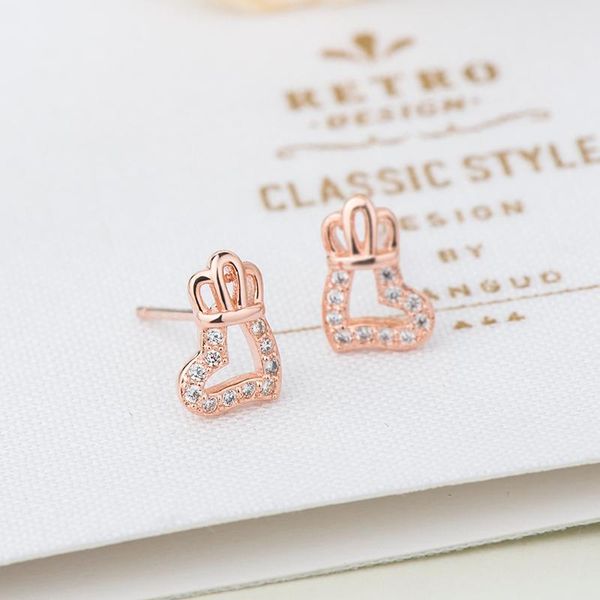 

other sterling silver s925 promise love earrings stud rose gold cover perfect ear jewelry gift for ladies ew62, Golden;silver