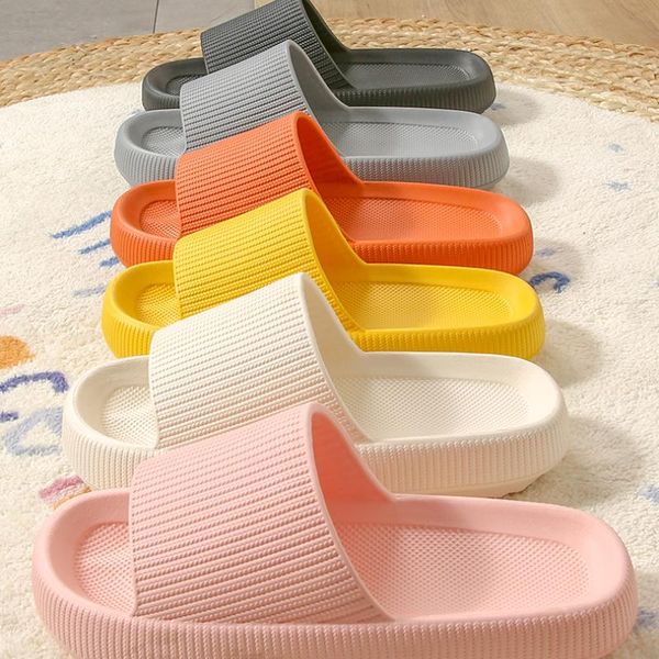 

slippers 2021 women thick platform summer beach eva soft sole slide sandals leisure men ladies indoor bathroom anti-slip shoes, Black