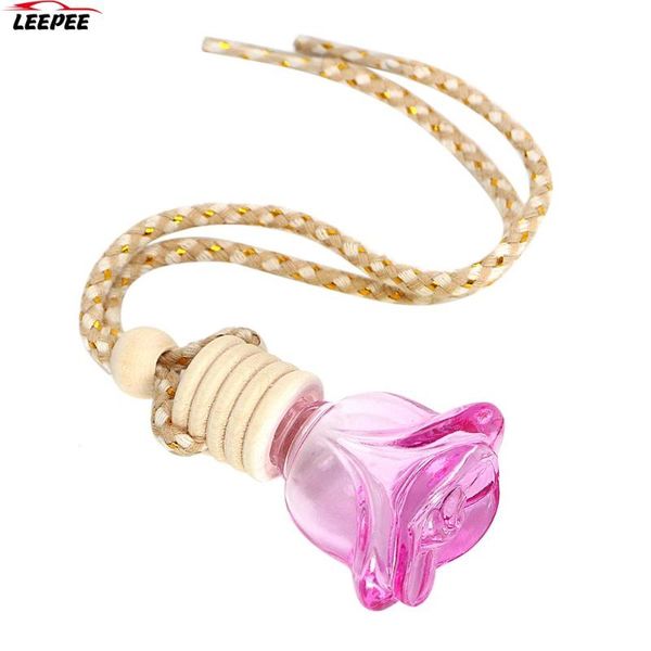 

car air freshener flower shape perfume bottle pendant hanging glass auto ornament car-styling