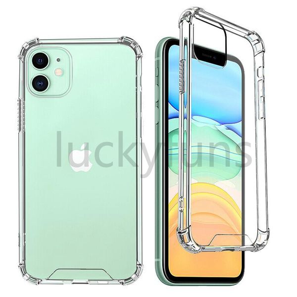 1.5mm Clear Acrílico TPU Telefone Duro Casos para iPhone 11 Pro Max 12 Mini Xs X 6 7 8 PLUS SE SAMSUNG GALAXY S20 S21 Ultra A12 A52 A72 Z Flip 5G A32 4G Capa traseira espessa transparente