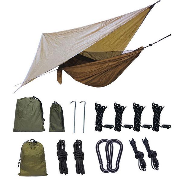 

camp furniture 1-2 person portable outdoor camping hammock with mosquito net canopy waterproof hanging bed hunting sleeping swing