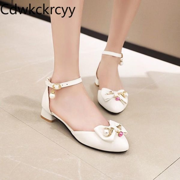 

dress shoes spring and fall the fashion high heel women sweet bow pearl princess student thick plush size 34-43, Black