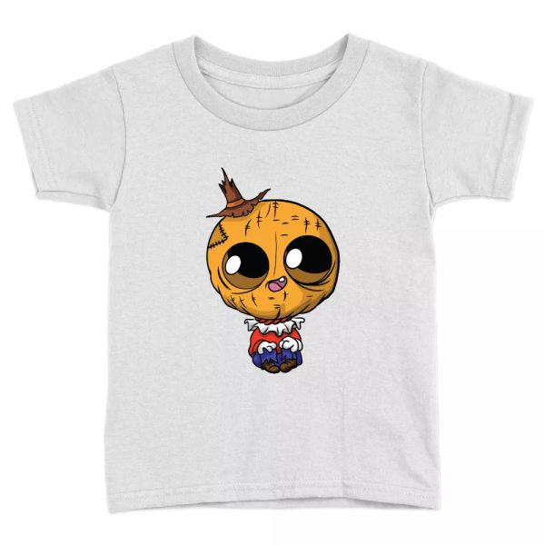

pumpkin clown kids t-shirt halloween scarecrow funny joke present joke, White;black