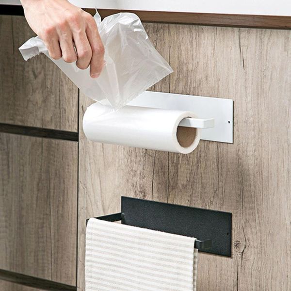 

hooks & rails 1pcs roll paper rack carbon steel punch-toilet towel holder tissue hanger for home bathroom kitchen multiple use hook