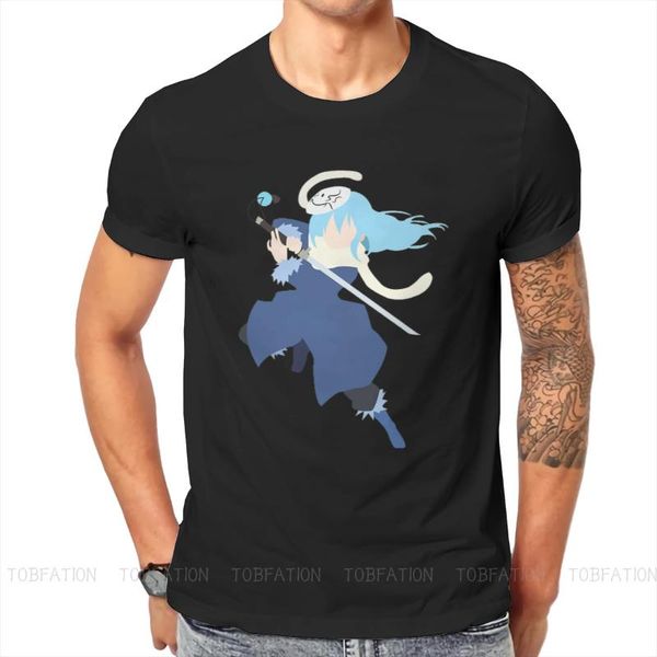 

men's t-shirts rimuru tempest est tshirts that time i got reincarnated as a slime male style fabric t shirt o neck big size, White;black