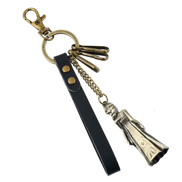 

key rings bronze alloy cowhide chain girls bag pendant car leather, Slivery;golden