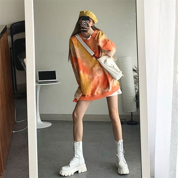 

tie-dyed sweatshirt women autumn loose fashion hoodies pullovers harajuku riverdale streetwear stranger things outwears 210517, Black