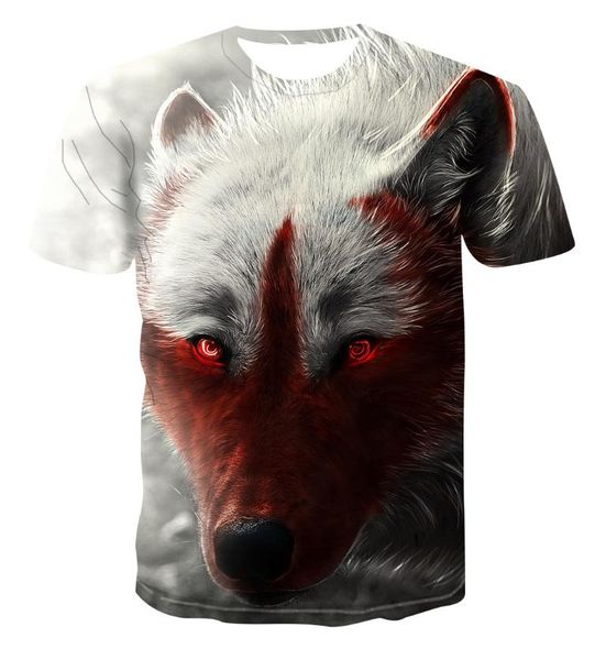 

men's t-shirts spring/summer 3d printed blood wolf men and women o- neck t-shirt european american loose short-sleeved wild &tee, White;black