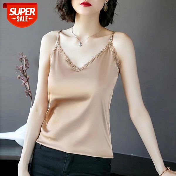 

aossviao women new lace crochet v-neck with halter camisole silk shirt summer 2021 white underwear vest sleepingwear #bl1f