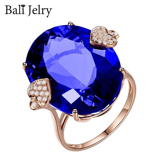 

cluster rings bali jelry classic ring for women 925 silver jewelry oval shape sapphire zircon gemstone accessories wedding drop, Golden;silver