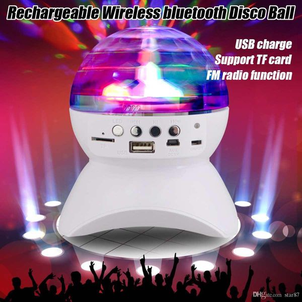 Wiederaufladbarer kabelloser Bluetooth-Lautsprecher, Bühnenlicht-Controller, LED-Kristall-Magic-Ball-Effektlichter, DJ-Club-Disco-Party-Beleuchtung, USB/TF/FM