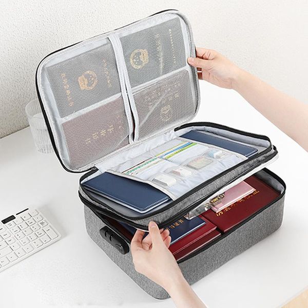 

storage bags portable large document bag file folder essential oil travel passport card holder password privacy with lock