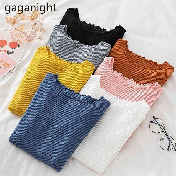

casual sweater women solid slim autumn winter pullover long sleeve fashion lady bottom sweaters stretch knit 210601, White